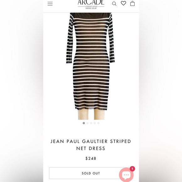 Jean Paul Gaultier Soleil Black & Cream Striped Sheer Bow Dress - Picture 13 of 13